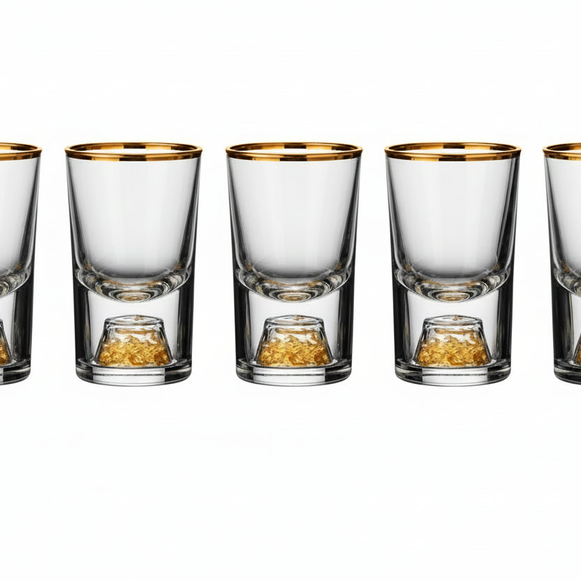 Lot de 6 Verres à Shot Deluxe 15mL avec Finitions Dorées – Collection Luxe | L’Art du Bar