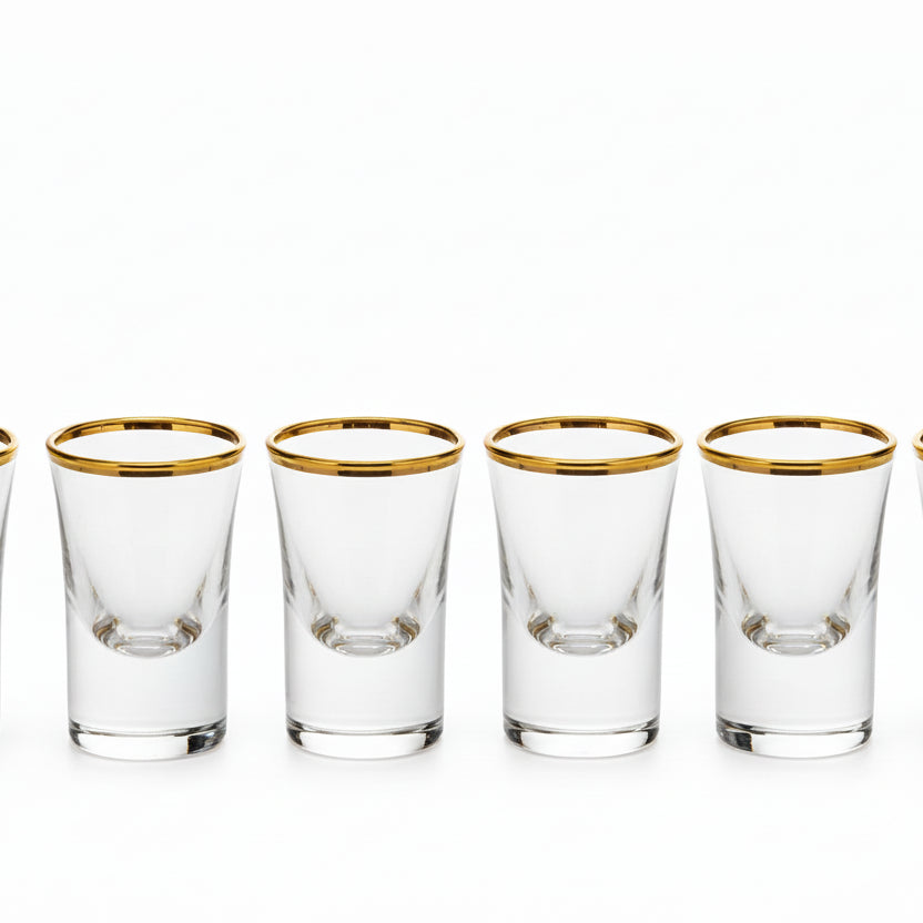 Lot de 6 Verres à Shot Premium 15mL avec Détails Dorés – Élégance Festive | L’Art du Bar