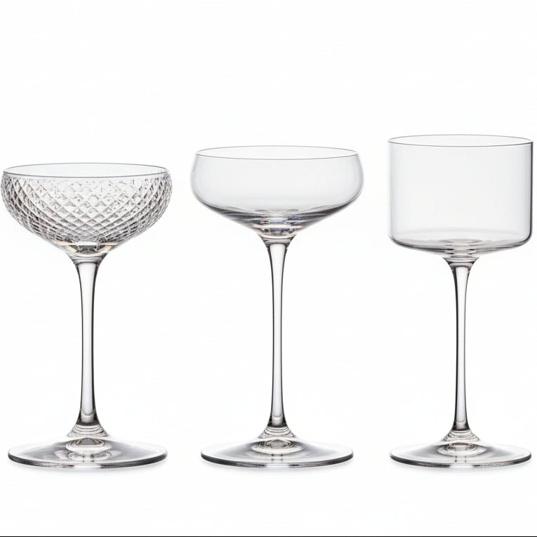 Verre à Cocktail à Pied en Verre Soufflé 125mL à 240mL – Élégance Cristalline pour Bar & Mixologie | L’Art du Bar